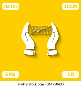 Printchart icon with hand, vector illustration