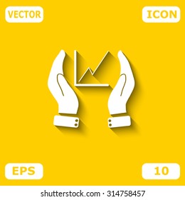 Printchart icon with hand, vector illustration