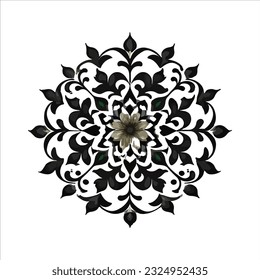 PrintCircle floral alpona vector template