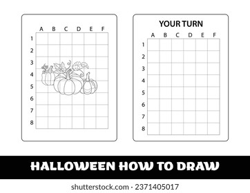 PrintCopy the picture kids game and coloring page with halloween pumpkin. Halloween education Copy the picture game for preschool children..