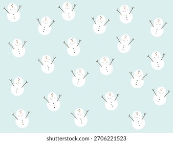 PrintCute Snowman Seamless Pattern on Light Blue Background
