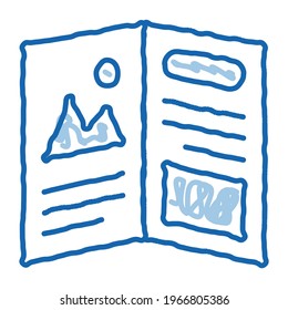 printed booklet sketch icon vector. Hand drawn blue doodle line art printed booklet sign. isolated symbol illustration
