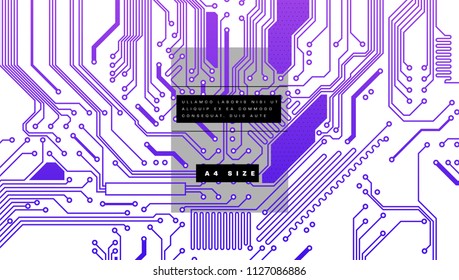 Printed circuit board abstract background for quantum computing and artificial intelligence presentation design. Eps10 vector illustration