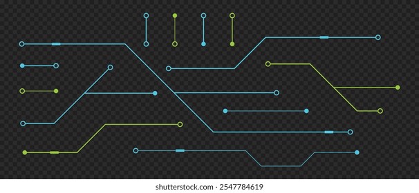 Placa de circuito impreso. Abstractas placa de circuito futurista. Placa de circuito digital de alta tecnología. Elementos de diseño de tecnología futurista. Ilustración vectorial