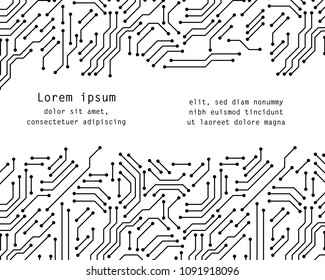 Printed circuit board black and white computer technology poster template, vector