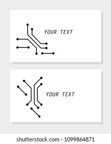 Printed circuit board black and white computer technology business card template, vector