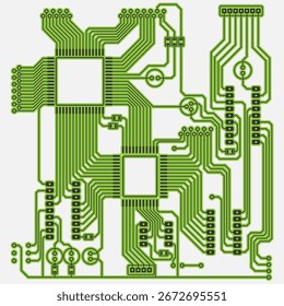 Printed circuit board of digital device. Vector illustration. Sketch for creativity.