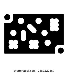 Gedruckte Platine mit Befestigungselementen Solid Icon, Elektronik-Konzept, PCB Vektorzeichen auf weißem Hintergrund, Glyph-Stil Symbol für mobiles Konzept und Web-Design. Vektorgrafik