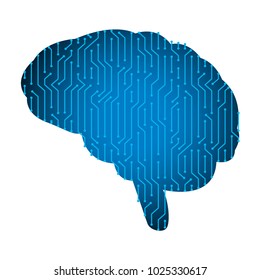 Printed circuit board human brain. Concept of Artificial Intelligence. Vector