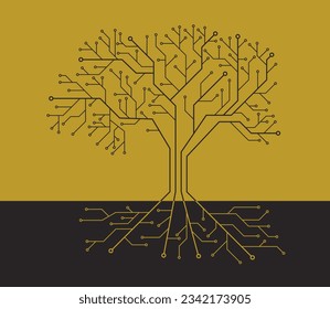 Printed circuit board like gold tree, vector illustration