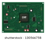 Printed Circuit Board Matherboard, Computer Component Part. Vector Background Green Blue EPS10