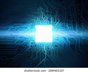 Printed circuit board, motherboard. Abstract technological background. Computer technology, processor, microchip. Artificial intelligence, big data. Futuristic vector design, cyber innovation concept