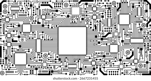 Una placa de circuito impreso sobre un fondo transparente
