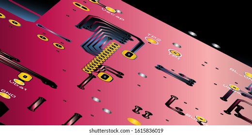 printed circuit board (PCB) with no components fit (Macro)