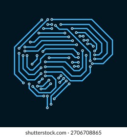 Printed circuit board shaped like a human brain: engineering, computing and AI concept, isolated