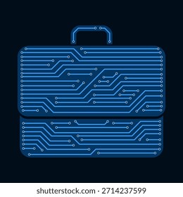 Placa de circuito impreso en forma de maletín: concepto de negocio, finanzas y tecnología, aislado