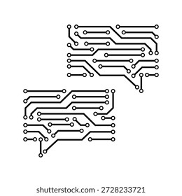 Placa de circuito impreso en forma de burbujas de discurso: redes sociales, comunicación y concepto de IA, aislado