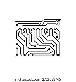 Printed circuit board shaped like a computer folder: file storage and organization concept, isolated
