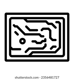 Printed circuit board simplified diagram line icon, electronics concept, PCB vector sign on white background, outline style icon for mobile concept and web design. Vector graphics