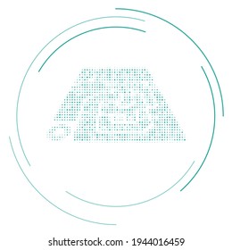 The printed circuit board symbol filled with teal dots. Pointillism style. Vector illustration on white background