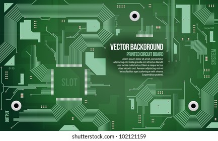 Printed Circuit Board Vector Background Green EPS10