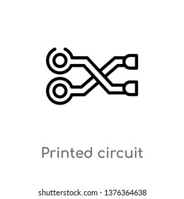 printed circuit connections vector line icon. Simple element illustration. printed circuit connections outline icon from technology concept. Can be used for web and mobile