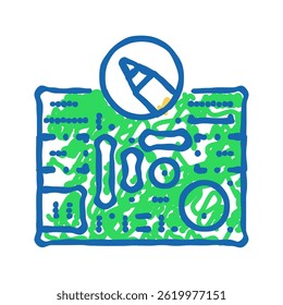 printed circuit design electronics doodle icon sketch vector. printed circuit design electronics sign. isolated symbol illustration