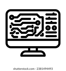 Schaltkreisdesign-Elektronik-Linie Symbol Vektorgrafik. elektronische Signatur für gedruckte Schaltungen. isoliertes Kontursymbol