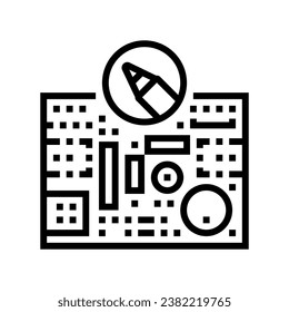 printed circuit design electronics line icon vector. printed circuit design electronics sign. isolated contour symbol black illustration