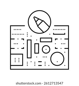 printed circuit design electronics line icon vector. printed circuit design electronics sign. isolated contour symbol black illustration