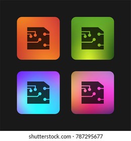 Printed circuit four color gradient app icon design