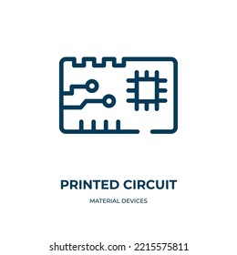 Printed circuit icon. Linear vector illustration from material devices collection. Outline printed circuit icon vector. Thin line symbol for use on web and mobile apps, logo, print media.