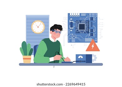 Printed Circuit Illustration concept on white background