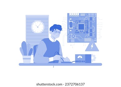 Printed Circuit Illustration concept on white background