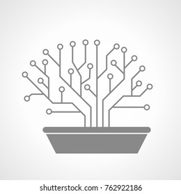 Printed circuit like bonsai, brain shape
