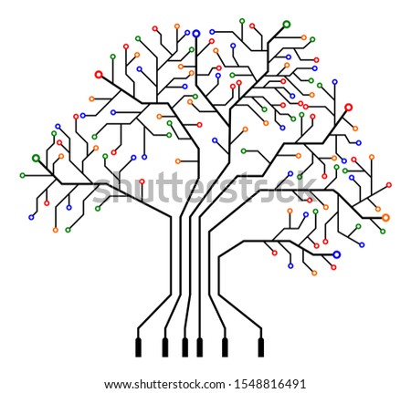 Printed circuit like tree, vector illustration