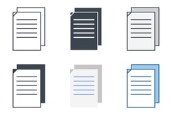 Printed Document Icon Collection With Different Styles. Document Symbol Vector Illustration Isolated On White Background