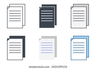 Colección de iconos de documento impreso con diferentes estilos. Ilustración vectorial de símbolo de documento aislado sobre fondo blanco