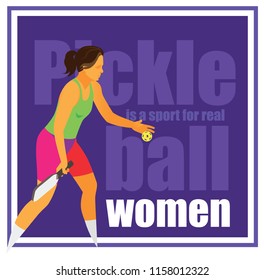 Printed Draw On A T-shirt With A Picture Of A Young Woman Playing Pickleball