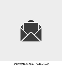 Printed envelope icon in a flat design in black color. Vector illustration eps10