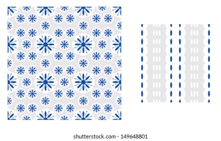 Printed geometrical pattern blue, white, gray