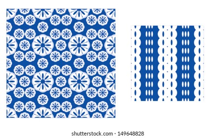 Printed geometrical pattern blue, white blue painter