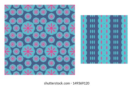 Printed geometrical pattern pink, blue, black