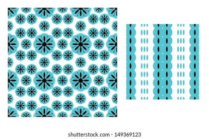 Printed geometrical pattern white, black, turquoise