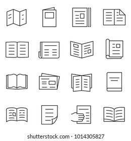 Printed Matter And Publication Icons Set. Linear Style. Line With Editable Stroke