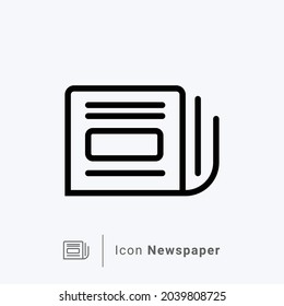 Printed newspaper icon in simple vector shape on bluish white background.