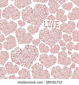 printed red electrical circuit board heart symbol seamless pattern eps10