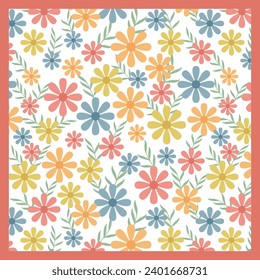 printed scarf with colorful flower pattern design