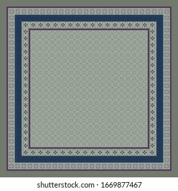 printed square hijab with embrioderry ethnic pattern