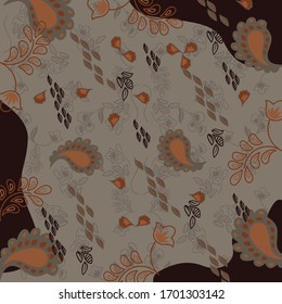 printed square scarf with abstract floral pattern design